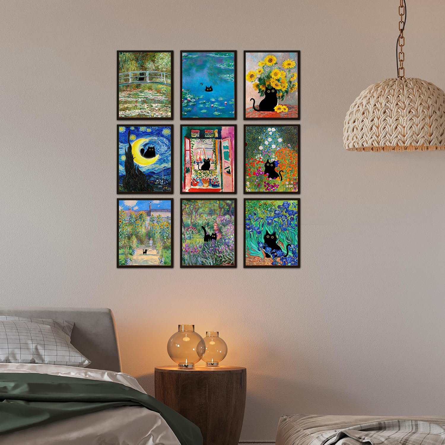 Amazon.com: Kizbok Funny Black Cat Poster Set of 9, Vintage Monet